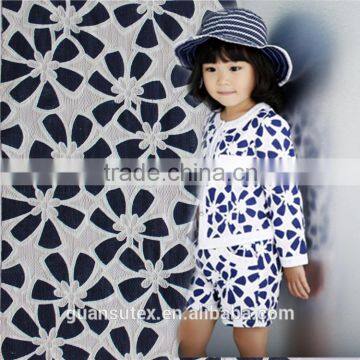 Navy Blue Flower Lace Fabric With White Holes photo-2