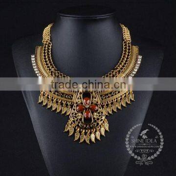 high quality vintage rhinestone chunky statement necklace tin alloy fashion women pendant necklace 6390104