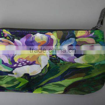 Fashion Canvas Digital Printing Fabric Small Pouch Cosmetic Bag