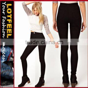 High Waist Denim Tube Pants in Clean Black for women (LOTX118)