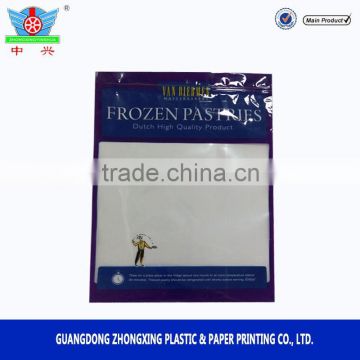 Frozen pastries transparent plastic bag with zipper