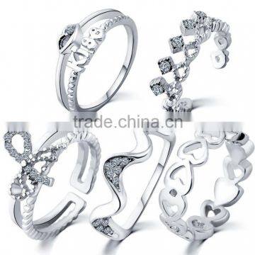 New design gold finger ring with diamond Promotional Shinny silver rings knuckles