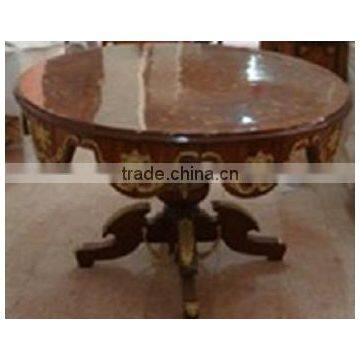 antique french marquetry top center entrance table