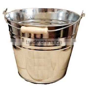 Galvanised Bucket Heavy Duty Strong Metal Bucket Steel Ash Pan Wooden Handle 12lt