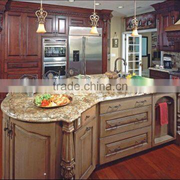 Classic Solid Wood Kitchen Cabinet With Kitchen Island/American Kitchen Furniture