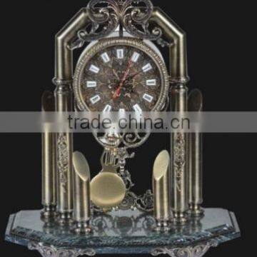 Outstanding Antique French Gold Gilded Bronze Clock, Ornate Cast Bronze Desk Clock