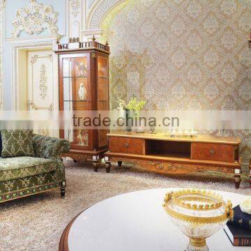 Luxury French Design New Classic Navy Fabric Sofa/ Elegant Palace Hand Carved Wooden Living Room Furniture Sofa Set photo-4