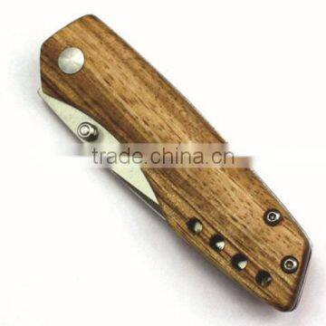 Real Zebra Wood Pocket Survival Stainless Steel Knife For Outdoor