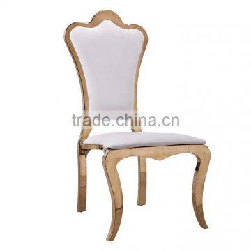 Luxury Rose Golden White PU Cover Dining Chair Hotel Room Chair photo-4