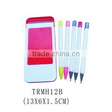 Plastic mobile phone table holder with pen set