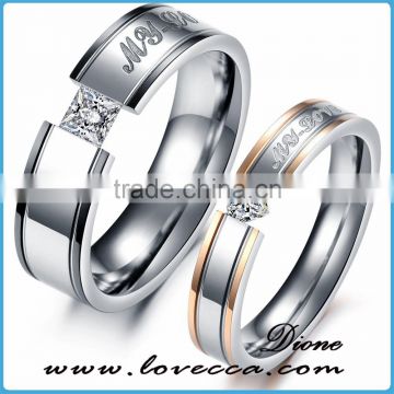 High quality stainless steel engagement wedding ring his and hers sets