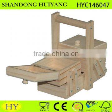 Custom Unfinished Pine Wooden Sewing Kit Box