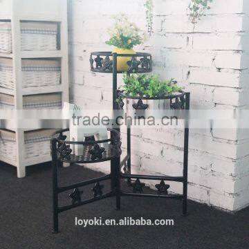 Garden Decor Yard Flower Pot 3-Tiered Folded Plant Pots Tray Rack Metal Black photo-3