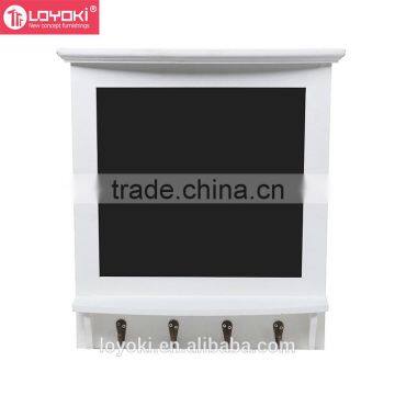 Enrtyway Wall Mounted Country White Rustic Wood Framed Message Black Chalkboard With 4 Utility Coat /key Hooks Notice Board photo-2