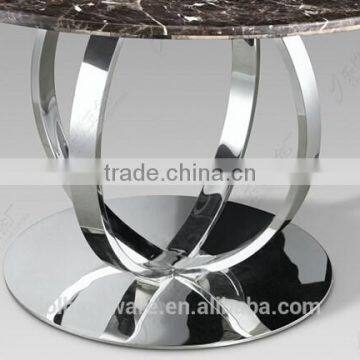 Stainless Steel Base Round Dining Table With Marble Top photo-2
