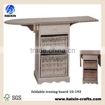 Folding Wooden Ironing Board in Cabinet