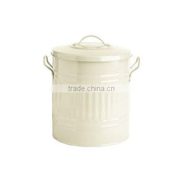 Metal Trash Bin Enamel Pet Food Container in Different Capacity Galvanized Metal Storage Bin/ Pet Food Holder