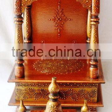 Hand Painted Copper Finish Mini Wooden Temple With Drawer photo-4
