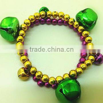 mardi gras jingle bell beads bracelet