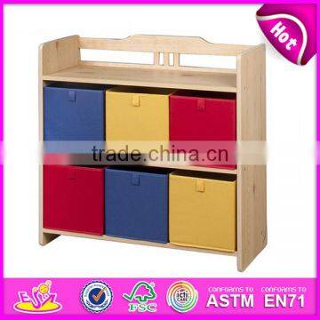 2015 New Kids Wooden Storage Rack,popular Storage Rack and Wooden Bin Organizer Toy Storage Rack With 12pcs Plastic Bins W08C039 photo-2