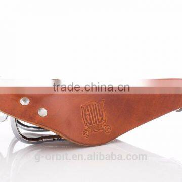 High Quality Cow Leather Bicycle Bike Saddle photo-2