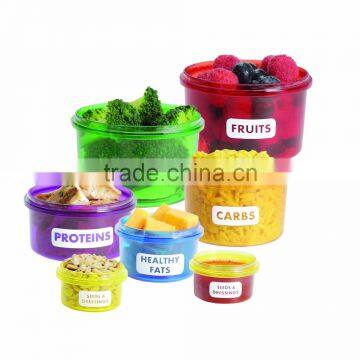 2016 as seen on tv colorful 7 Piece food storage box Portion Control Food Containers with lid