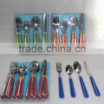 Hot!!!! stainless steel dinnerware set w/coloreful plastic handle