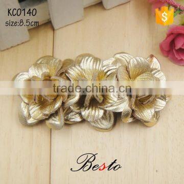 Fashion handmade sandal gold leather flower shoe decoration