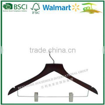P66PN-CDZG Light walnut wooden hanger for clothes