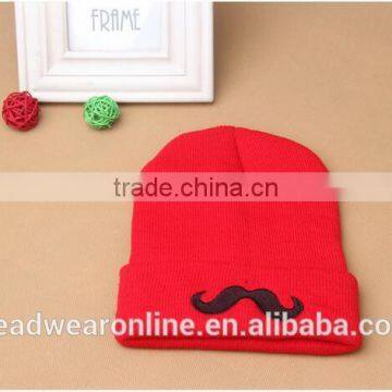 Custom Fashion High Quality Moustache Embroidey Knitted Hats And Beanie Hats photo-2