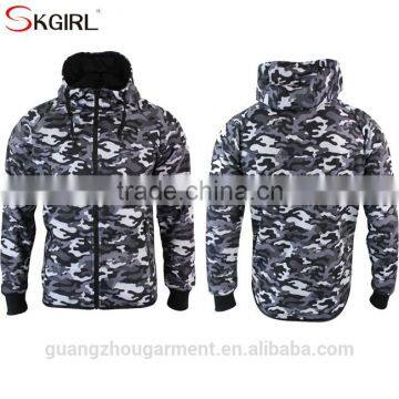 Cheap 100% Cotton Camo Hooded Zip up Hoodie and Jogging Pants Men Tracksuit Set With no Logo photo-4