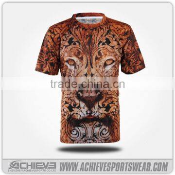 2017 custom animal print 3d t-shirt, fashion 3d t-shirt printing in China