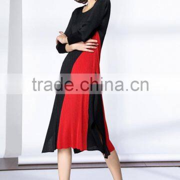 High Elastic Pleat Asymmetrucal Spring Women Dress photo-2