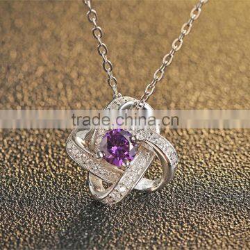 2017 New Fashion Hollow Flower CZ Pendant Necklace Jewelry Eternal Lucky Star Necklace photo-4