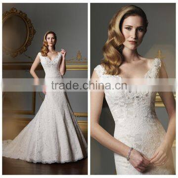 indian fancy strap lace mermaid elegant wedding dress