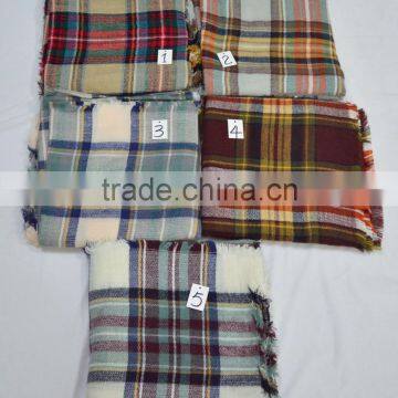 2017 Hot Popular Lady Knitted 100%acrylic Plaid Checked Shawl photo-2