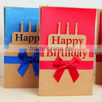 High quality bowknot happy birthday greeting cards custom paper greeting cards for happy birthday cards