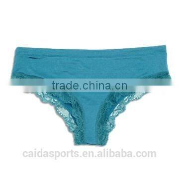 Trendy current blue color sexy women lingerie hipster with scallop lace