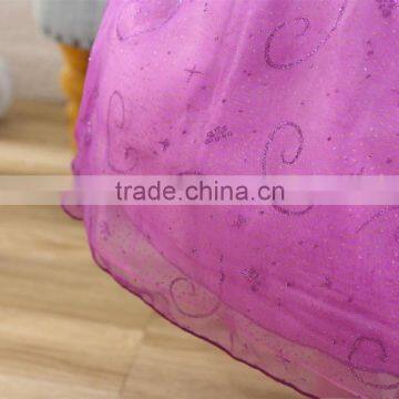 MGOO Winter Fashion Forzen Purple Princess Dress Satin With Gold Chain Party Gowns For Kids photo-4