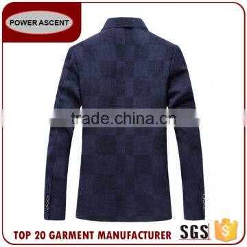 Wholesale Casual Men'S Fashion Check Button Suit Jacket Blazer photo-2