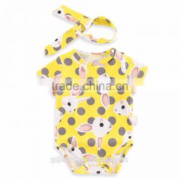 Newborn Lovely Headbands Green Yellow Rabbit Outfit Set Animal Baby Romper Unisex photo-2