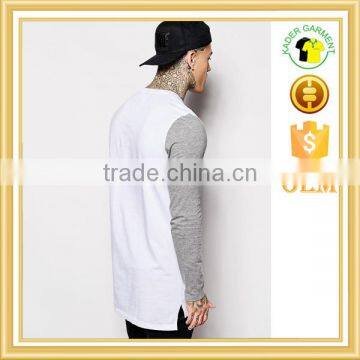 New Trendy Longline t Shirts Slim Fitted T-shirt With Contrast Sleeves photo-2