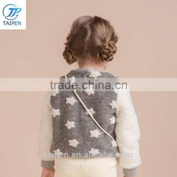 2017 Winter Girls Tweed Top Little Stars Jacquard Fleece t Shirt Designs For Children Long Sleeves Shirt photo-4