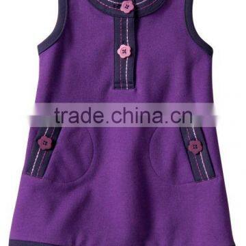Kids Girls Sleeve Dress With Decorative Stitches