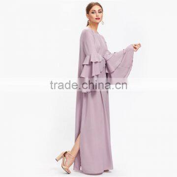 Layered Flare Sleeve Kaftan Dress High Quality Long Dresses Women Lady photo-4