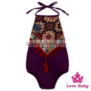 HYB150 Lovebaby Wholesale Backless Summer Cool Sleeveless Cotton Romper With Pom Pom ,hot Cotton Brand Clothing photo-5