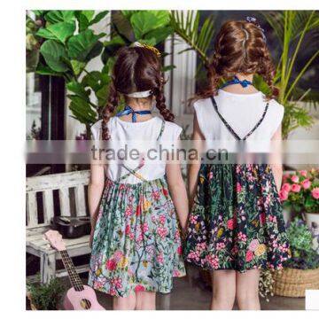 2018 New Summer Design Girls Cotton Printed Dress Short Sleeve Floral Dress photo-3