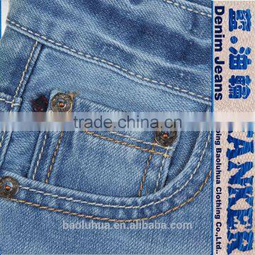 S1112K Medium Indigo Girls Kids Boys Handcraft Pants Trousers Wrinkle Slim Jeans photo-4