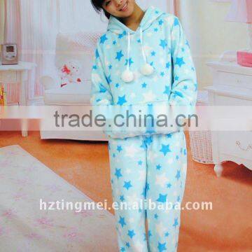 ladies' 100% polyester printed coral fleece pajama