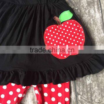 Girls Summer Outfits Children Back to School Clothing Girls Apple Dress With Red White Polka Dot Capri Pants With Accessories photo-2